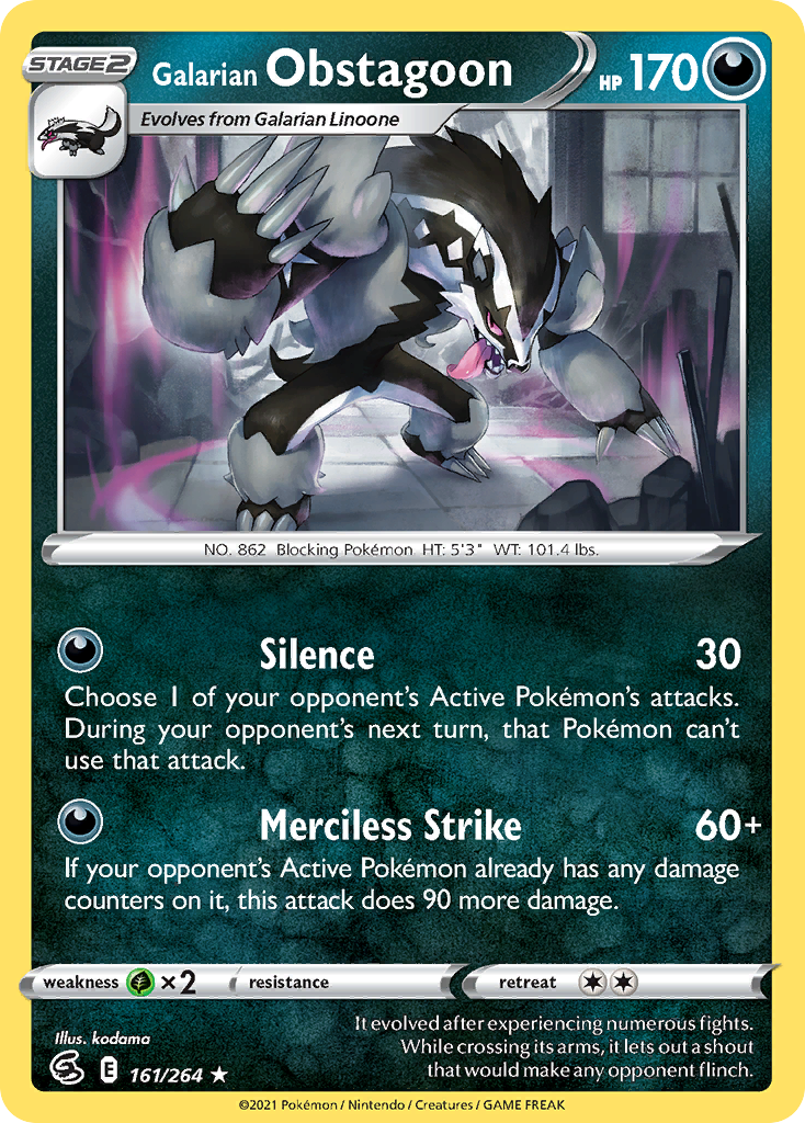 Fusion Strike Holo Galarian Obstagoon #161/264